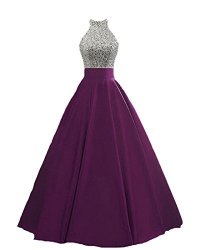 Heimo Women's Sequined Keyhole Back Evening Party Gowns Beaded Formal Prom Dresses Long H123 0 Grape