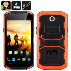 V Phone X3 Rugged Smartphone - 5.5 Inch Hd Screen Android 5.1 Ip68 Dual Sim Sos Button - Orange