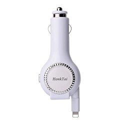 Car Charger Honktai Tangle-free Retractable Cable USB Car Charger Compatible Iphone X IPHONE8 8PLUS IPHONE 7PLUS IPHONE7 Iphone 6S 6S Plus Iphone 6PLUS Iphone 5 5C 5S White