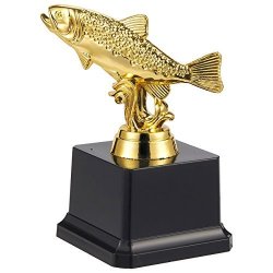 Juvale Small Gold Fishing Trophy Award For Ceremonies Tournaments Competitions Fish Derbies 3 X 5 In