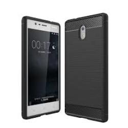 Tuff-Luv Carbon Fibre Effect Shockproof Protective Back Cover Case For Nokia 3 - Black