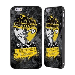 Official 5 Seconds Of Summer Pin Heart Sounds Good Feels Good Black Aluminum Bumper Slider Case For Apple Iphone 6 Plus 6S Plus
