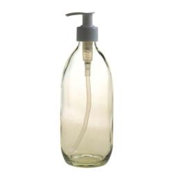 500ML Clear Glass Generic Bottle With Pump Dispenser - White 28 410