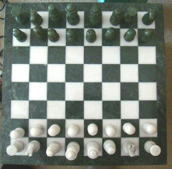 Solid Marble Chess Set. Green And White Marble. Size 18" 445mm Sq Unwanted Gift