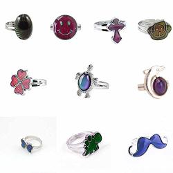 LH1028 10PCS-MIXED Mood Rings Classic Temperature Change Color Mood Ring Lovers Adjustable Size 10PCS-2
