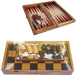 15" Large Portable Wooden Thai Chess Backgammon Game Set