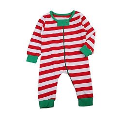 BABY Ar-lloyd Boy Girl Christmas White And Red Striped Zip Front Multi-functional Blankets Jumpsuit Romper Pajamas Red 18-24M