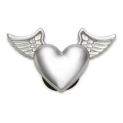 Silver Metal Heart And Wings Jibbitz