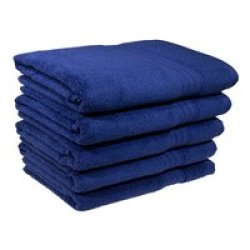 Luxurious Zero Twist Hand Towels 570GSM 8 Colours 5 Pack Blue Sapphire