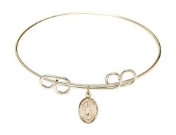 F A Dumont 8 Inch Round Double Loop Bangle Bracelet With A St. Austin Charm.