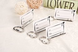 25PCS Multi Function Silver Love Heart Bottle Opener And Place Card Holder Shiny Antique Skeleton Key Heart Shaped Wedding Favor Rustic Decoration