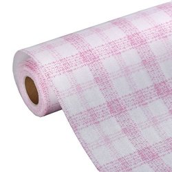 GLOW4U Plaid Gingham Pattern Non-adhesive Shelf Liner Paper Roll For Kitchen Bathroom Cabinets Drawer Shelves Refrigerator Closets Pink