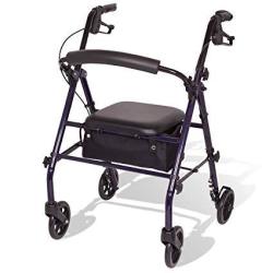 Carex Steel Rollator Walker With Seat And Wheels Includes Back Support Rolling Walker For Seniors And Those Needing Assistance Walking Locking Handbrakes Supports 250LBS Foldable