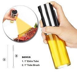Oil Hotins Sprayer Dispenser For Salad Bbq Grilling Steak Roasting Frying Spray Bottle For Cooking Portable Olive Sprayer Bonus: Tube Brush + Extra Tube