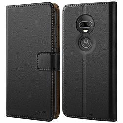 Hoomil Case Compatible With Moto G7 Premium Leather Flip Wallet Phone Case For Motorola Moto G7 Moto G7 Plus Cover Black