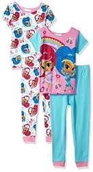 Nickelodeon Little Girls' Shimmer And Shine 4-PIECE Pajama Set Genie Green 4