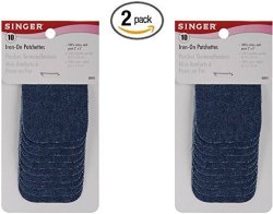 Singer 2-INCH-BY-3-INCH Iron-on Patches Denim 10 Per Package 2