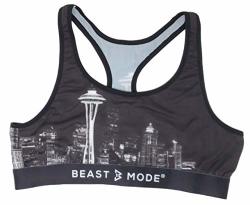 Psd Women's Seattle Skyline Beast Mode Sports Bra Black Large