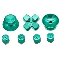 Yuyikes Metal Bullet Buttons Abxy Buttons + Thumbsticks Thumb Grip And Chrome D-pad For Sony PS4 Dualshock 4 Controller Mod Kit Green