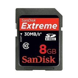 Sandisk 8GB Extreme Sdhc HD Video Card Class 10-30MB S SDSDRX3-8192 Packaging