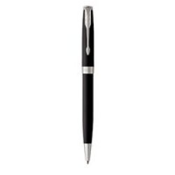 Sonnet Medium Nib Ballpoint Pen Matte Black With Chrome Trim Black Ink - Presented In A Gift Box