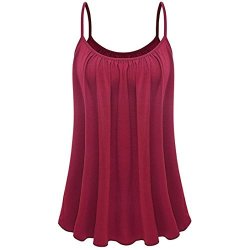 Plus Size Tank Tops Foruu Womens Summer Casual Loose Solid Swing Camisole Vest M Red