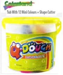 Colorland Qdough Non Toxic 12 Colours MINI Play Dough With A Shape Cutter Tub- 12 Various Colours MINI Play Dough In A Tub Fun