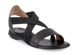 Froggie Woman's Genuine Leather Cris-cross Elastic Sandal - Black