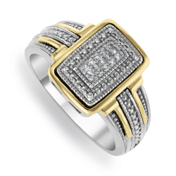 Yellow Gold & Sterling Silver Diamond & Created White Sapphire Ring