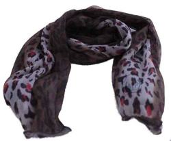 Leopard Print Brown And Red Design Scarf