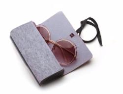 Felt Protective Zipper Case For Sunglasses Glasses Grey