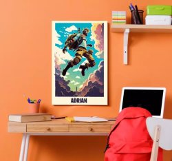 Epic Character With Personalized Name Video Game Canvas Art