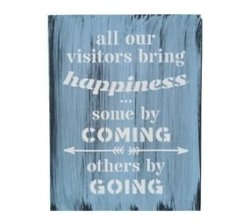 Wood Home Decor Wall Art - All Our Visitors - Blue White