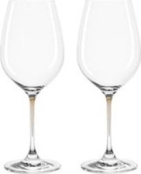 Clear Wine Glass With Chestnut Brown Stem La Perla Set Of 2