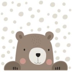 Peeking Bear With Dots Wall Stickers