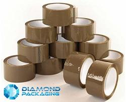 Buff 12 X 48MM BROWN CLEAR FRAGILE PACKING TAPE PARCEL PACKAGING STATIONARY BUFF ROLL 