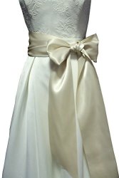 Wide 4" 90" Long Simple Ribbon Sash For Formal Wedding Dress Belts Champagne