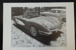 Black And White Drawing Prints Of A 1958 Corvette By Dean Scott Simon Bid print