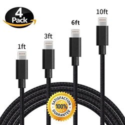 Lightning Cable Anloer 4 Pack 1FT 3FT 6FT 10FT Durable Nylon Braided Cord Lightning To USB Cable Charger For Apple Iphone 7 7 PLUS 6 6S 6PLUS 6S PLUS 5 5C 5S SE