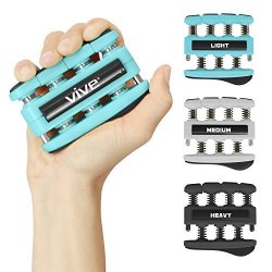 Finger Strengthener By Vive 3 Pack - Digit Exerciser - Hand Grip Equipment For Guitar Musicians Rock Climbing & Therapy - Gripper With Exercise