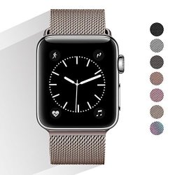 Bands For Apple Watch 38MM Men And Women Milanese Metal Magnetic Mesh Loop Band For Apple Iwatch Series 3 2 1 Champagne