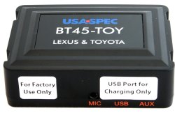 Usa Spec BT45-TOY Bluetooth Phone Music & Aux Input Kit For Select 1998-2014 Toyota & Lexus Models