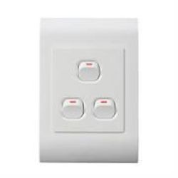 Lesco Pipelli 3 Lever 1 Way Flush Switch- Voltage: 220-240V Amperage: 16A Height: 100MM Width: 50MM Material: Polycarbonate Colour White Sold As A Single