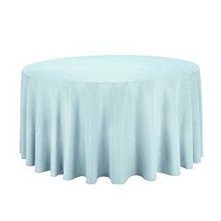 Linentablecloth 120-INCH Round Polyester Tablecloth Baby Blue