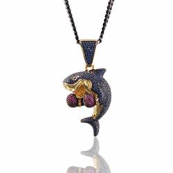Moca Jewelry Hip Hop Iced Out Cobra Pendent 18K Gold Plated Chain Necklace for Men Women