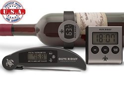 Set Of 3 - Instant Read Thermometer - Digital Kitchen Timer - Wine Thermometer