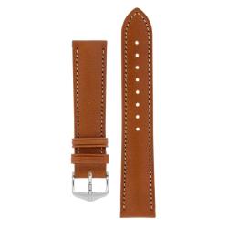 Kent Textured Natural Leather Watch Strap In Gold Brown - 20MM Silver