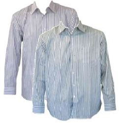 Striped Poly Cotton Shirt Long And Short Sleeves - White Black