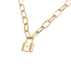 Goldair Gold Chain And Lock Pendant Necklace - Gold