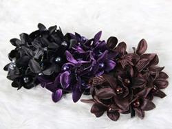 Classic Flower Elastic Ties Ponytail Holder Stunning Look 3 Color Mix Set 3